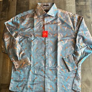 A new with tags, Leonardi Paisley brocade button down